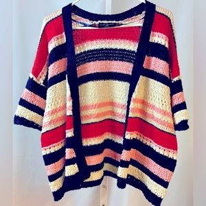Lane Bryant Short Sleeve Knit/Crochet‎ Open Front Cropped Cardigan size 18/20